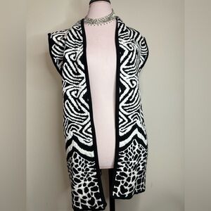 Chico's Mixed Animal Print Longline Open Front Sweater Vest in size large (2)
